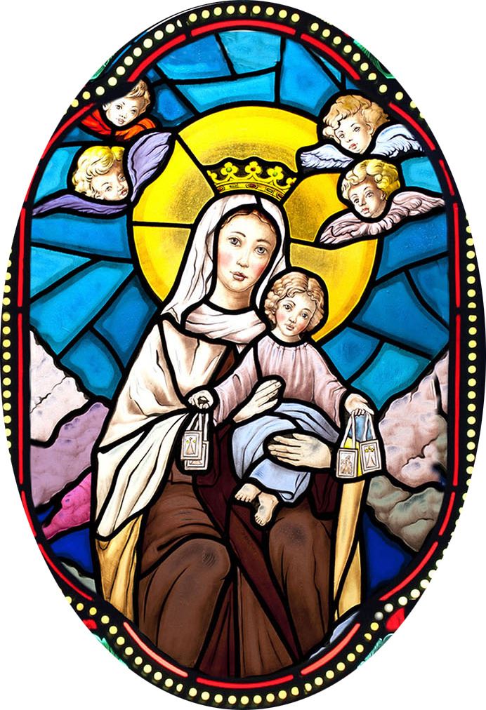 quadro madonna del carmine in legno ad arco - 10 x 27 cm