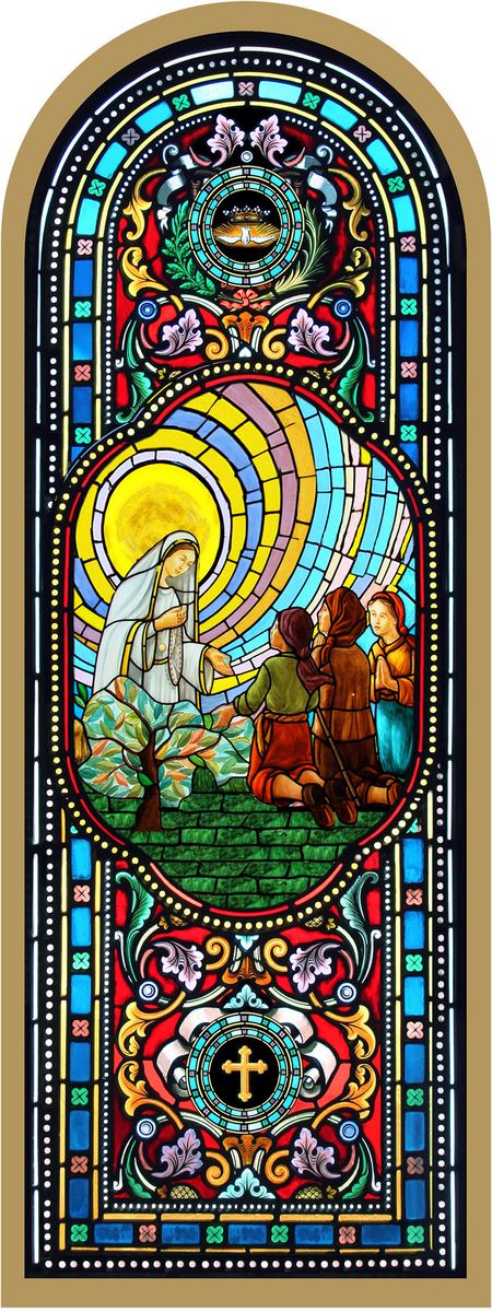 quadro madonna di fatima in legno ad arco - 10 x 27 cm