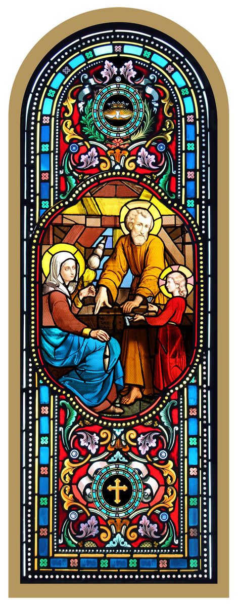 tavola sacra famiglia stampa tipo vetrata su legno - 10 x 27 cm