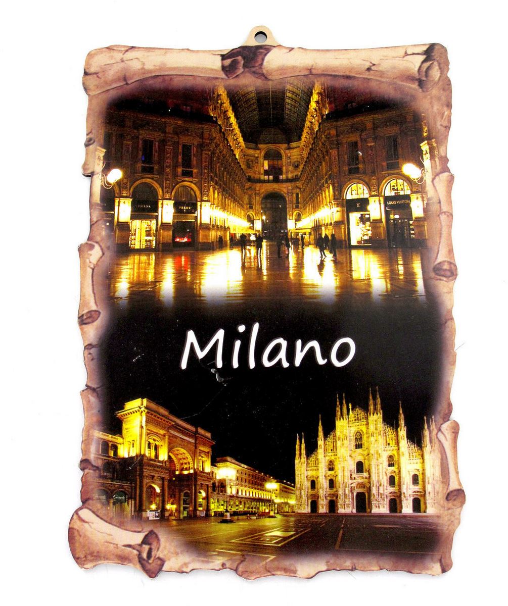 stock: tavoletta duomo di milano di notte tipo pergamena - 22 x 16 cm