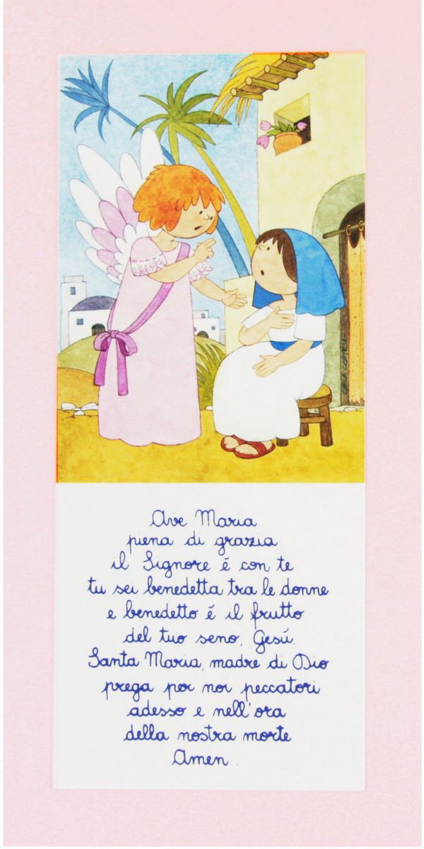 tavola ave maria in legno colorato rosa - 22 x 11 cm