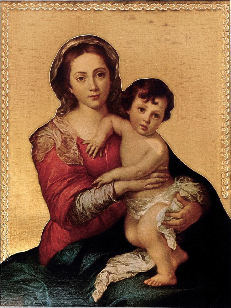 tavola madonna del murillo stampa su legno - 24 x 17 cm