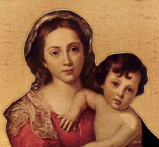 tavola madonna del murillo stampa su legno - 24 x 17 cm