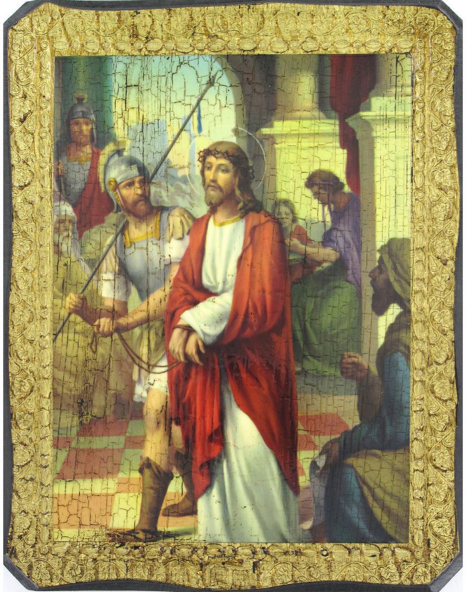 quadro via crucis stampa su tavola - 36 x 27 cm