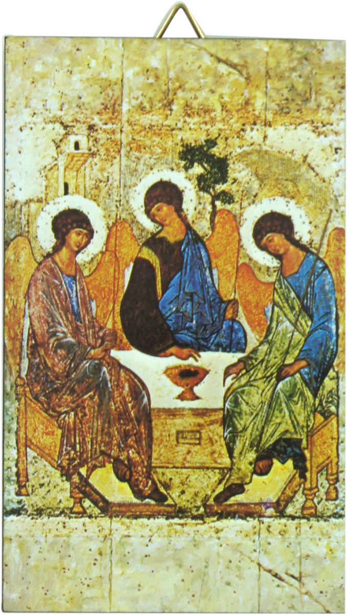 quadro trinità di rublev stampa su legno - 10,5 x 6 cm