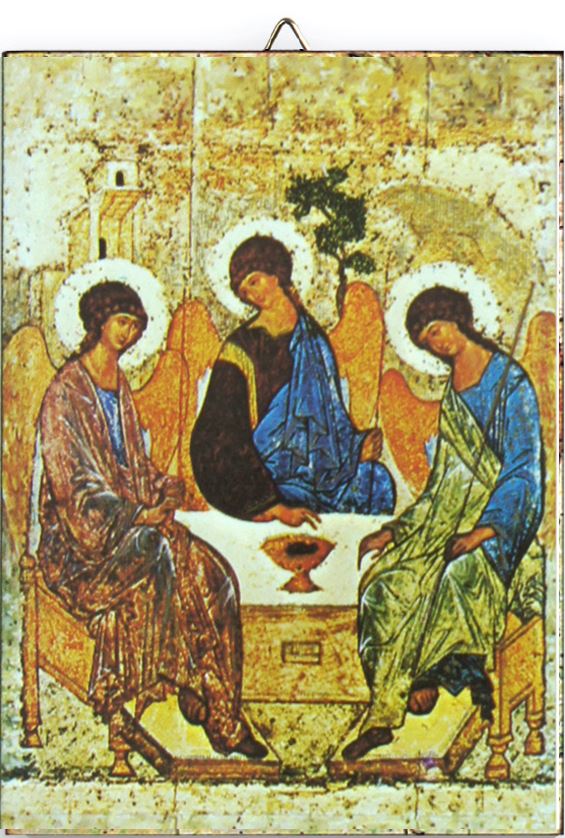 quadro trinità di rublev stampa su legno - 14 x 10 cm 