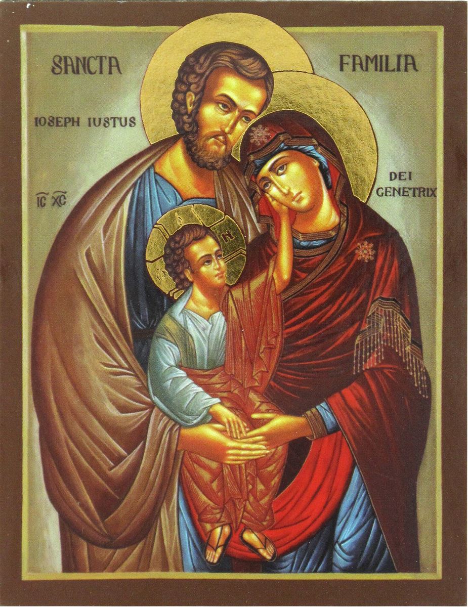quadro icona sacra famiglia stampa su legno - 10 x 8 cm