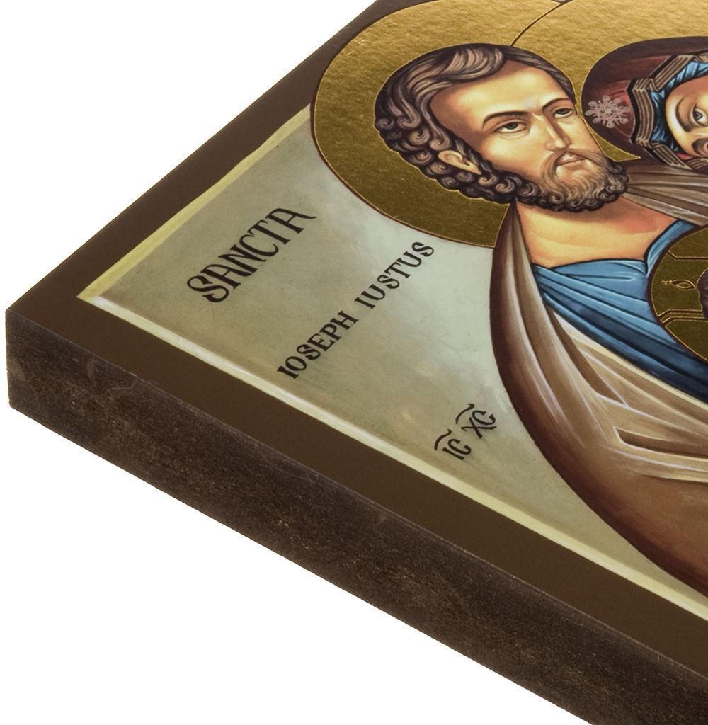 quadro icona sacra famiglia stampa su legno - 10 x 8 cm