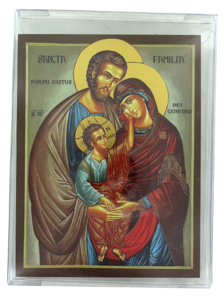 quadro icona sacra famiglia stampa su legno - 26 x 20 cm
