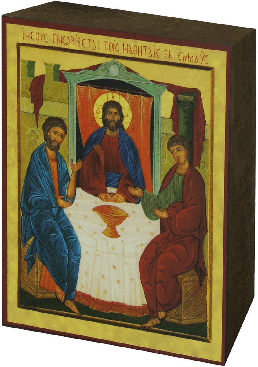 quadro icona stampa su legno cm 7x5,5 - cena emmaus