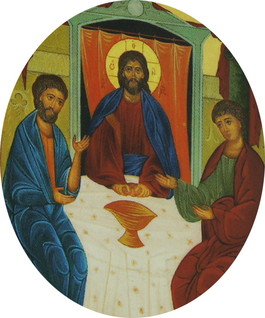 quadro icona stampa su legno cm 7x5,5 - cena emmaus