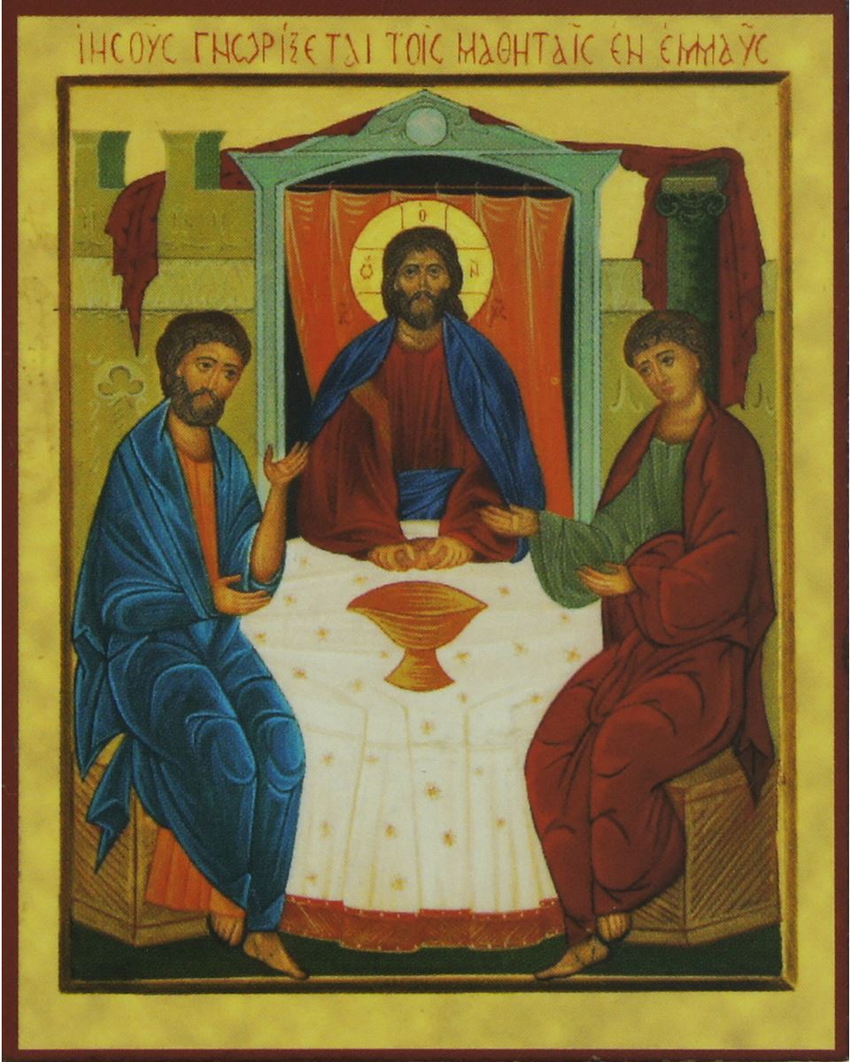 quadro icona stampa su legno cm 10x8 - cena emmaus