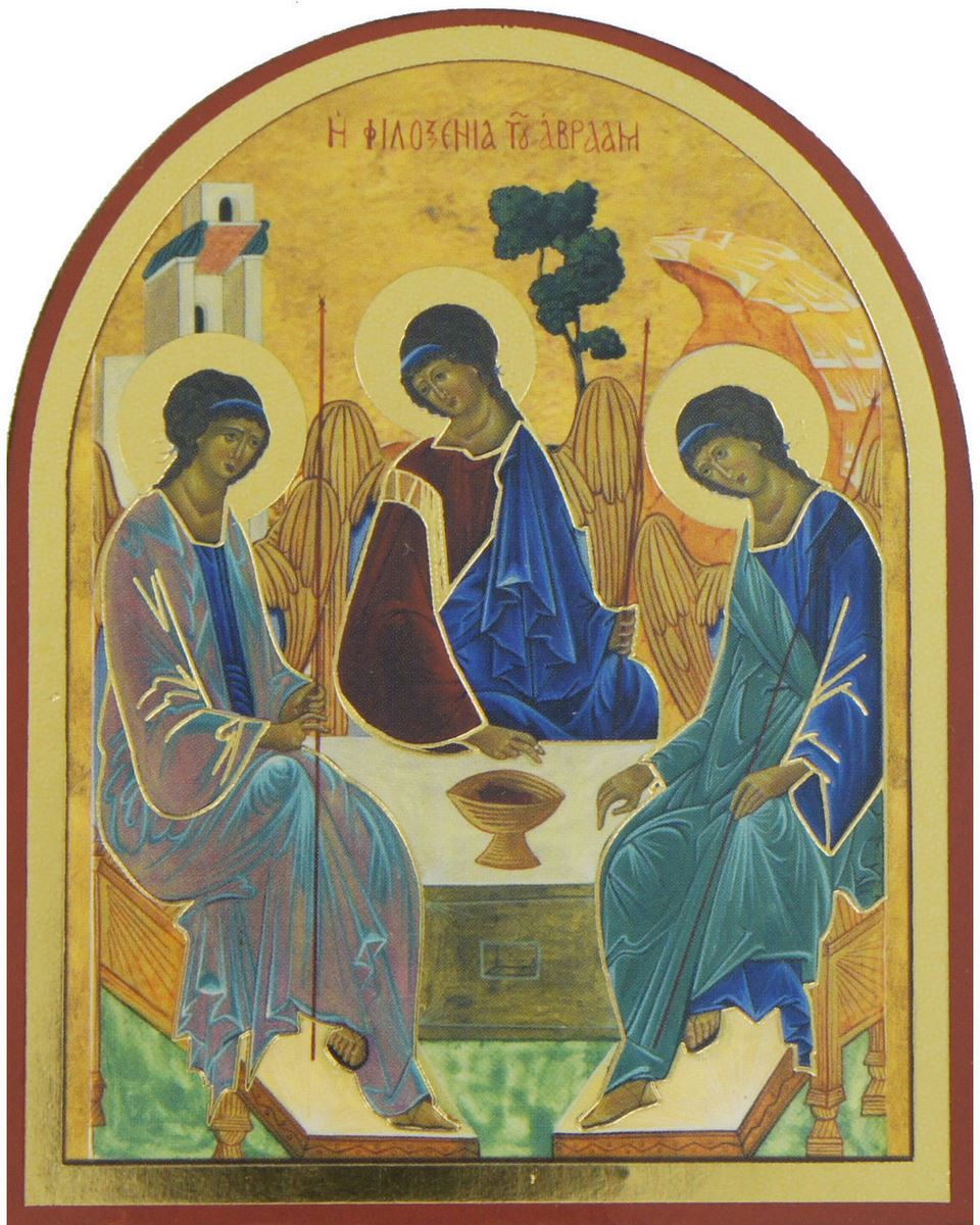 quadro trinità stampa su legno ad arco - 15 x 11,5 cm