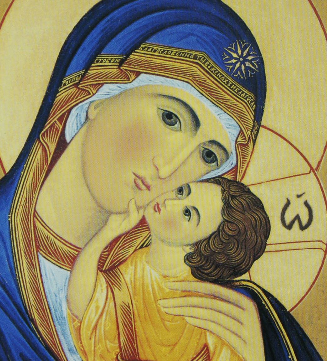 icona madonna col bambino stampa su quadro in legno - 30 x 40 cm