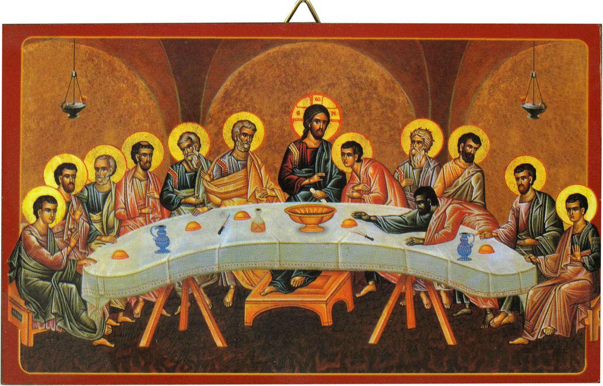 icona ultima cena stampa su legno - 15 x 9 cm