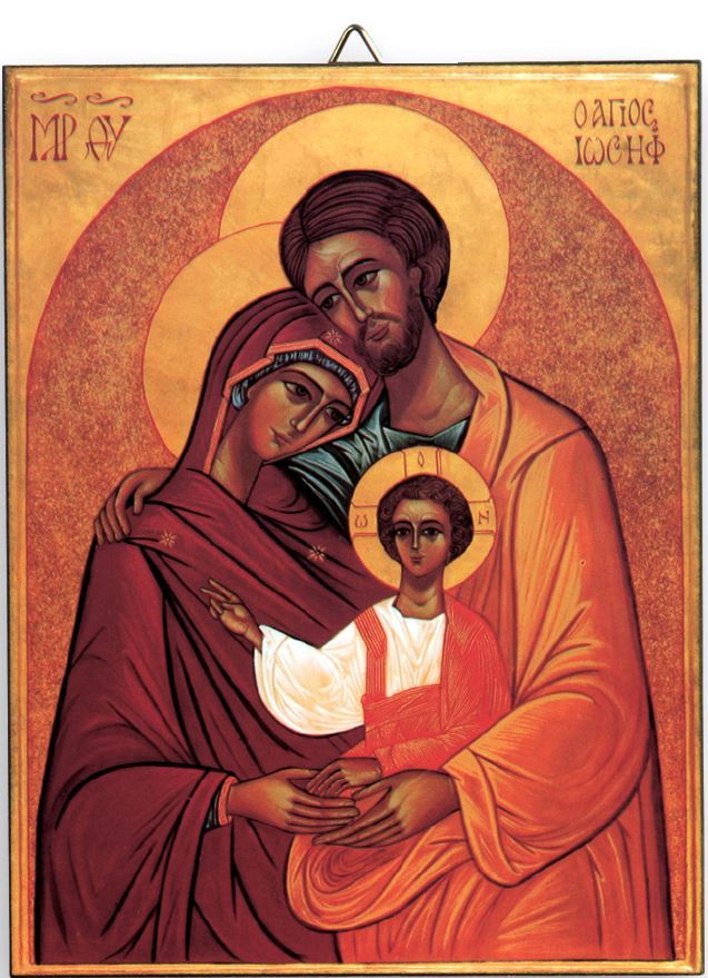 icona sacra famiglia stampa su quadro in legno - 7 x 9 cm