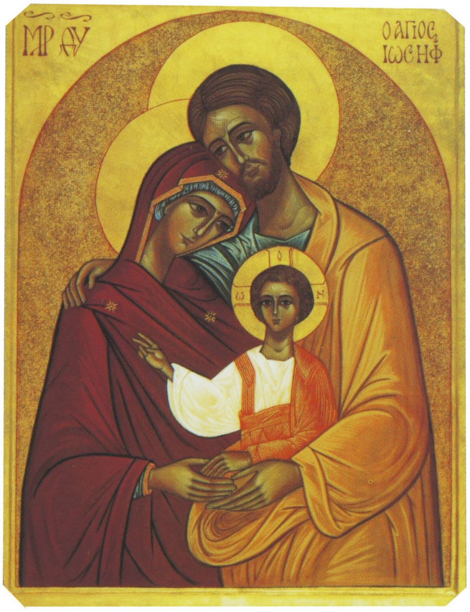 icona sacra famiglia stampa su quadro in legno - 19 x 15 cm