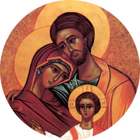 icona sacra famiglia stampa su quadro in legno - 32 x 25 cm