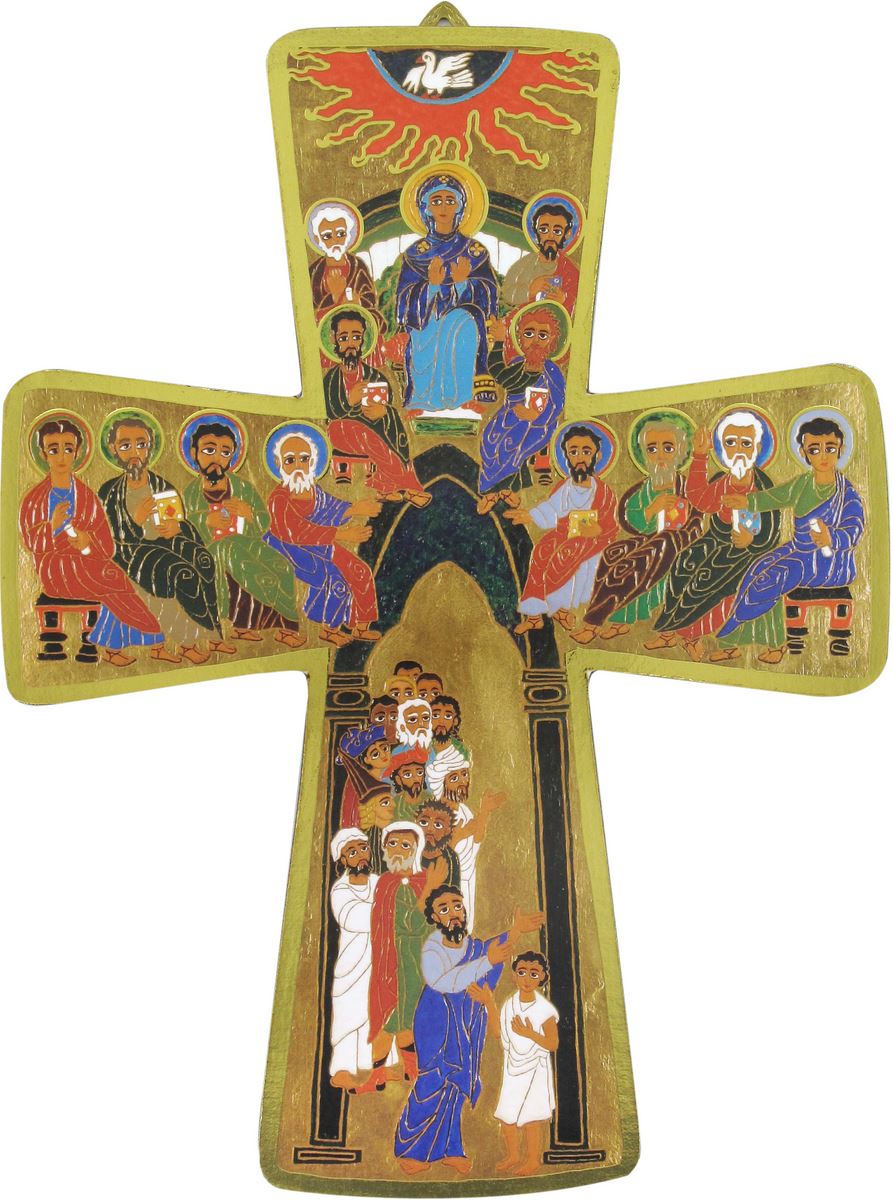 croce della pentecoste stampa su legno mdf - 10,5 x 14 cm