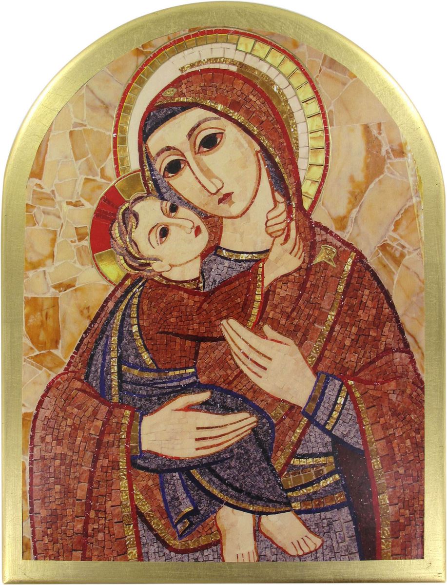quadro arco oro madonna bambino padre rupnik - 24 x 32 cm 