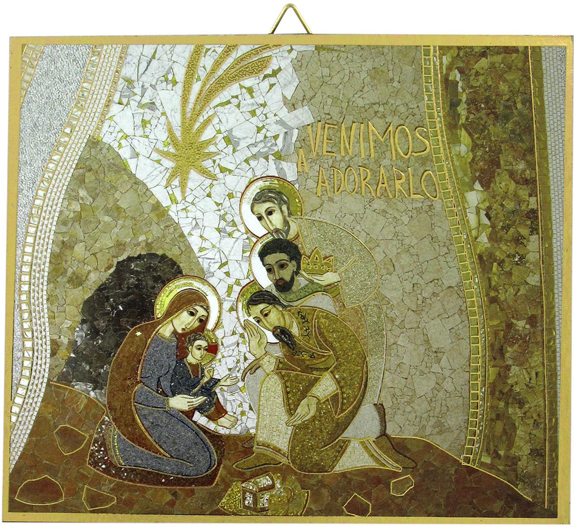 quadro stampa cm 11,3x10,3  raffigurante l'adorazione dei magi di padre rupnik