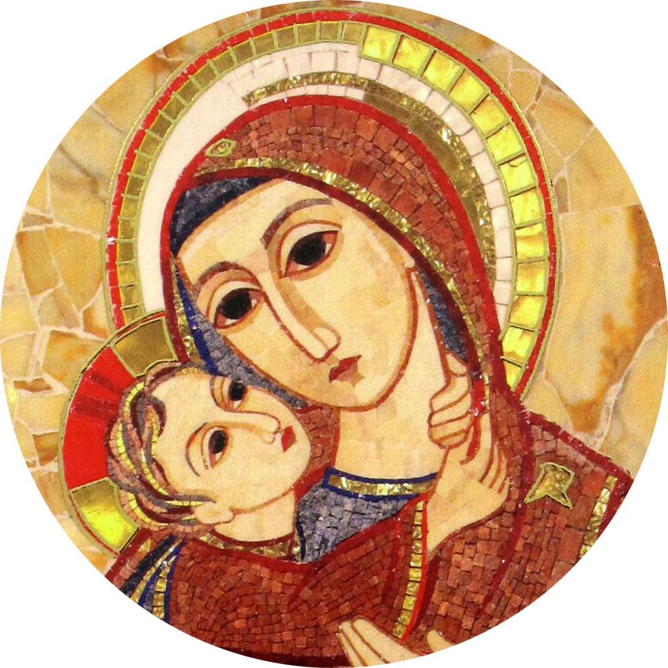 quadro cuspide cm 10,6x14,5  - madonna bambino di padre rupnik