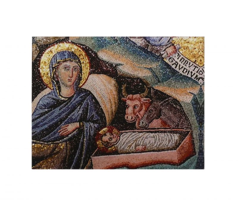 quadretto natività stile mosaico 5,5x7,2 cm