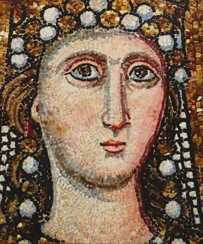 quadretto volto di maria stile mosaico 5,5x7,2 cm
