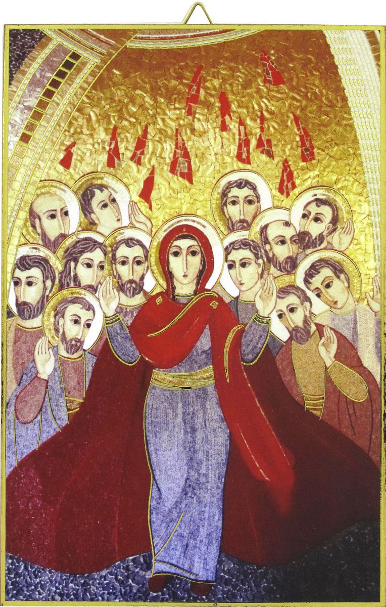 quadro pentecoste di padre rupnik cm 6,5x10,5 con bolla giubileo misericordia
