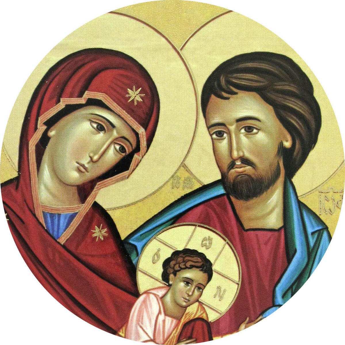 quadro sacra famiglia di bose a forma di cuspide - 10,6 x 14,5 cm 