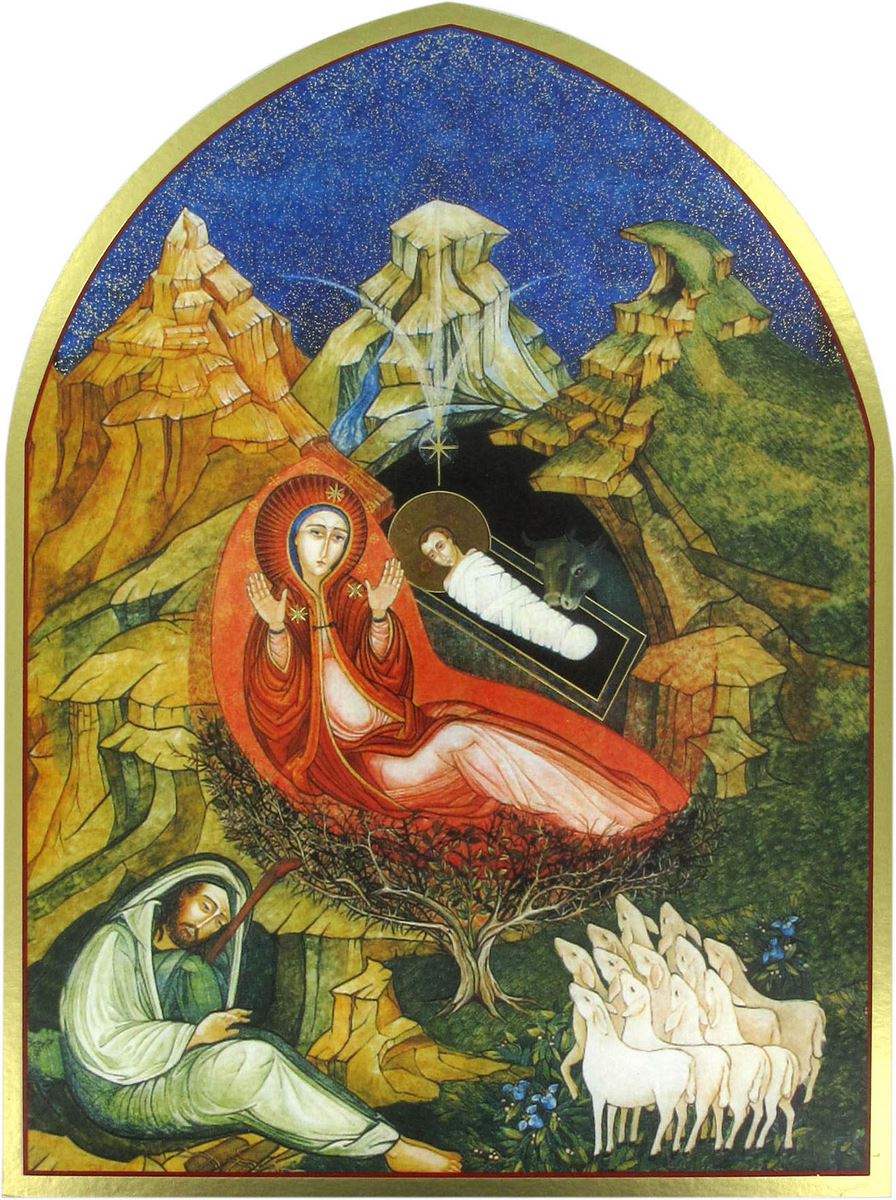 quadro natività a forma di cuspide - 17,6 x 23,7 cm