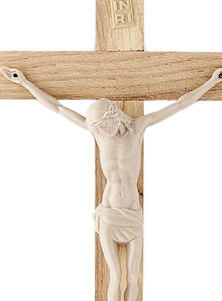 crocifisso da parete in legno con cristo in plastica, altezza crocifisso 20 cm
