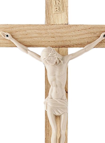 crocifisso da parete in legno con cristo in plastica, altezza crocifisso 25 cm