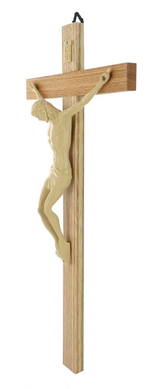 crocifisso da parete in legno con cristo in plastica, altezza crocifisso 30 cm