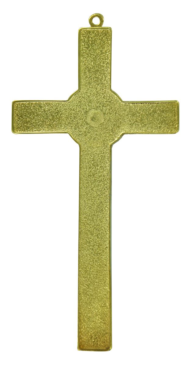 crocifisso da parete spirito santo in metallo con smalto rosso - 17 cm