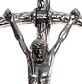 crocifisso pastorale giovanni paolo ii da parete in metallo argentato - 15 cm