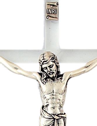 crocifisso da parete di plexiglass e metallo argentato - 21 cm