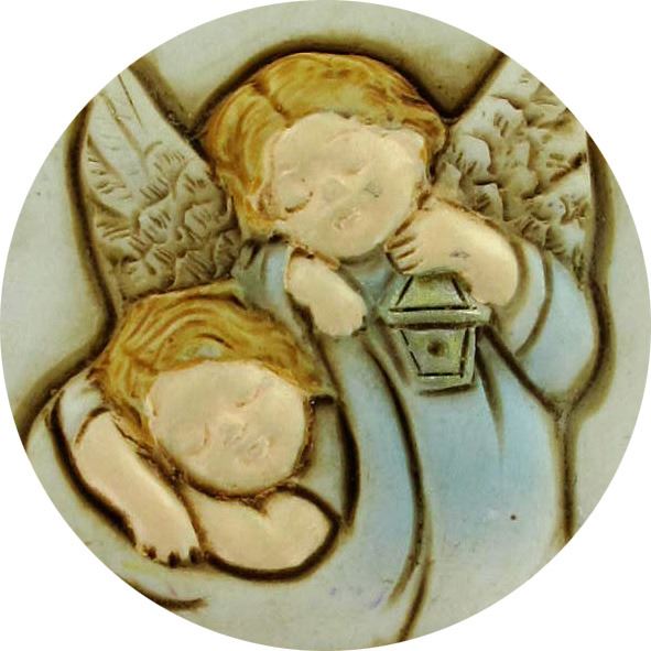 bomboniera battesimo: croce in resina con angelo custode - 8,5 cm