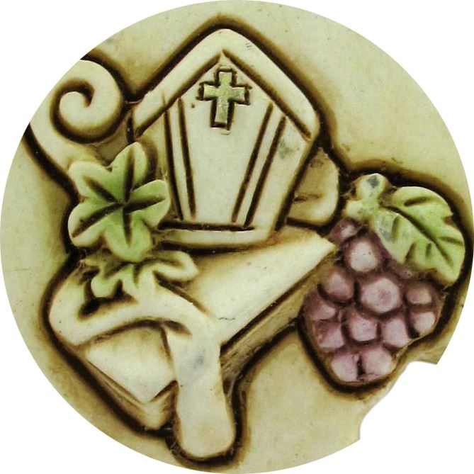bomboniera cresima: croce in resina con mitria e stelle - 8,5 cm