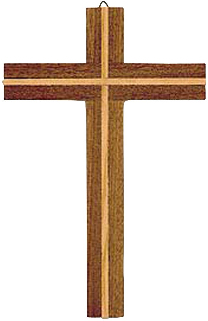 stock: crocifisso da parete in legno mogano con intarsio in legno yellopan - 20 cm