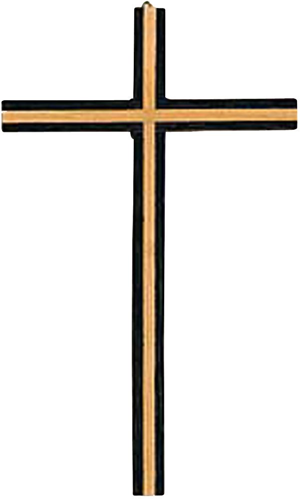 crocifisso da parete in legno wengé con intarsio in legno yellopan - 20 cm