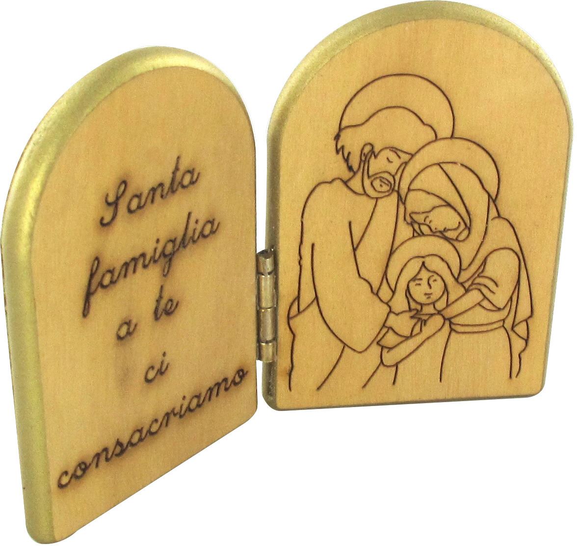 stock:dittico sacra famiglia in ulivo - 7,5 x 5,5 cm