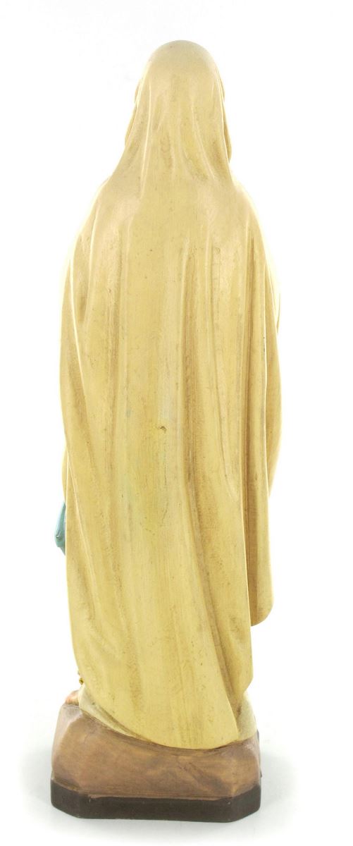madonna lourdes dipinta a mano in legno di acero - 25 cm