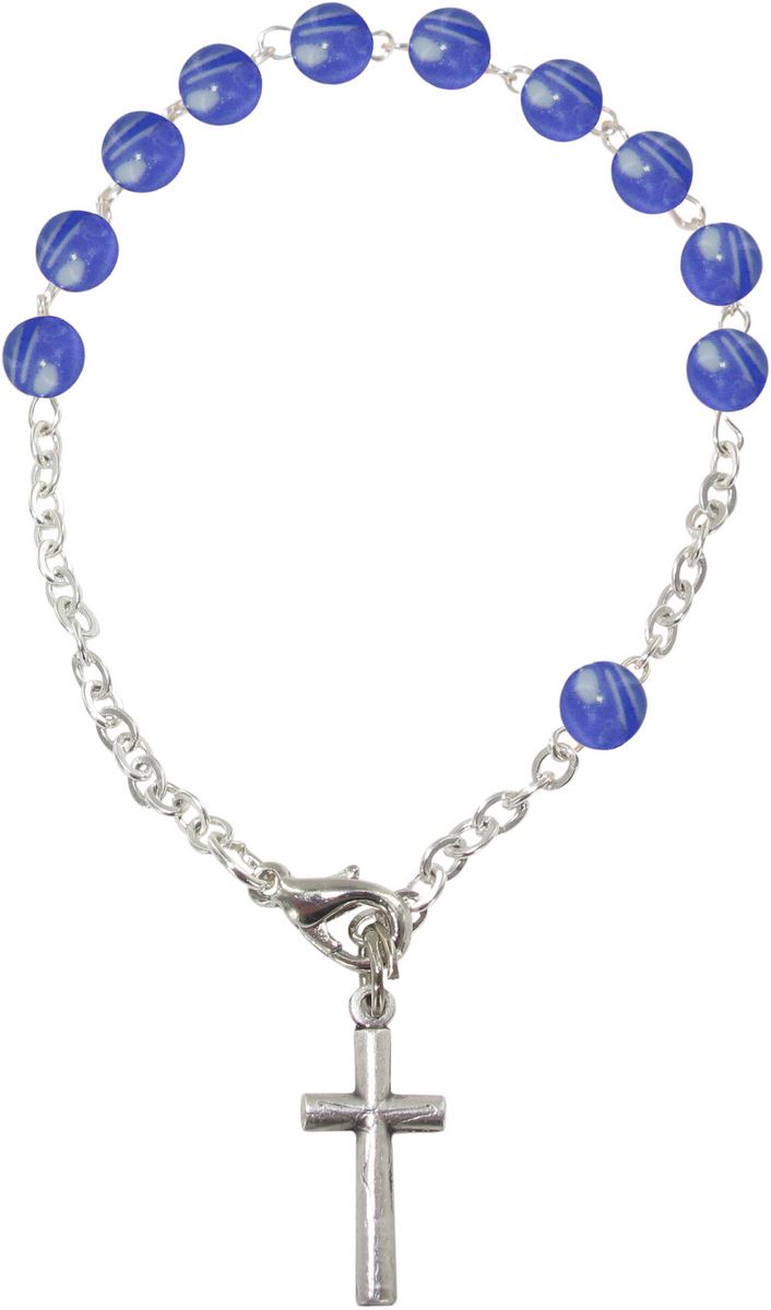 f.c. braccialetto 11 grani imitazione perla blu legatura metallo