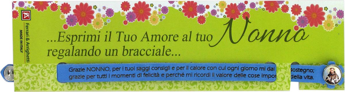 braccialetto in cuoio con dedica al nonno e resina di san francesco - italiano