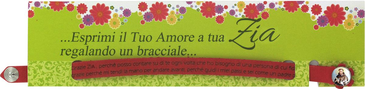 braccialetto in cuoio con dedica alla zia e resina di san francesco - italiano