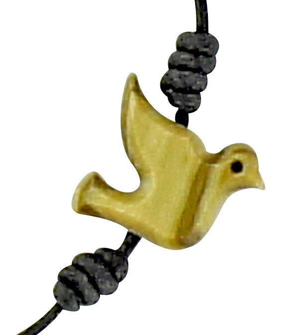 ferrari & arrighetti braccialetto decina con nodi in cordino di stoffa e colomba in legno d'ulivo, bracciale a decina del santo rosario, marrone (confezione da 3 pezzi)
