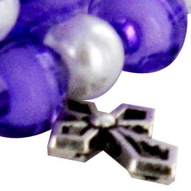 stock: braccialetto donna a fascia, bigiotteria a tema religioso, bicolore bianco / viola, plastica