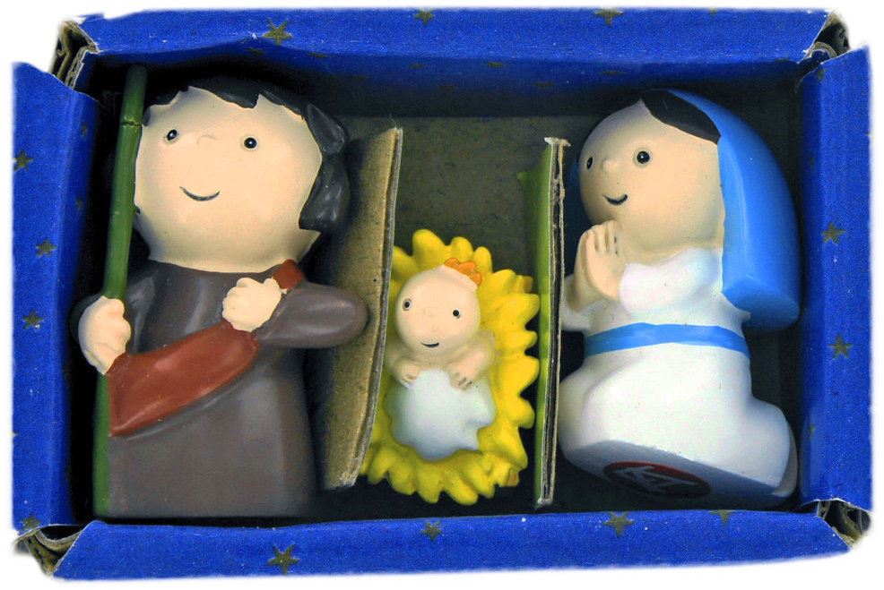 presepe per bambini: natività 3 pezzi in resina - 4,5 cm