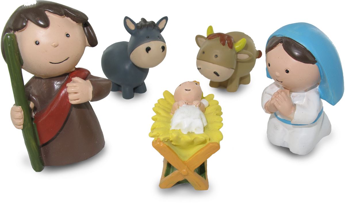 presepe per bambini: natività 10 personaggi in resina da 8 cm